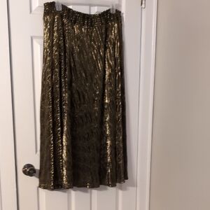 Cato Metallic Gold Pleated A-Line Skirt